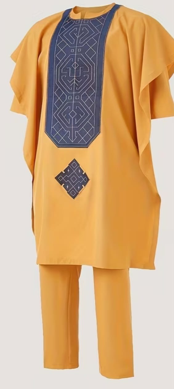 3piece flower boy yellow embroidered outfit